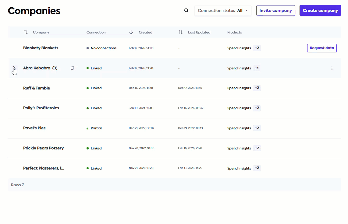 Improved Company table interface